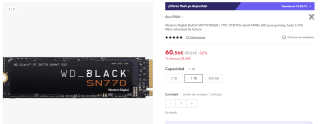 Disco duro Western Digital BLACK SN770 1TB PCIe Gen4 NVMe SSD por 48,56€