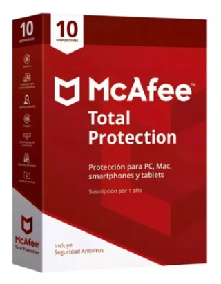Mcafee Antivirus Total Protection 10 Dispositivos 1 Año En Caja por $75 en Mercado Libre