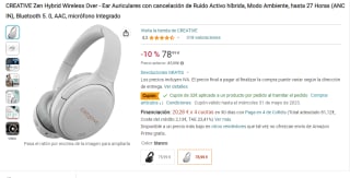 Auriculares CREATIVE Zen Hybrid por 46,99€