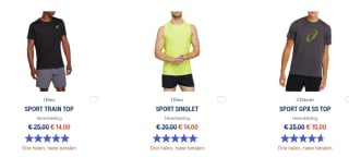 2+1 gratis op alle kleding + schoenen tijdens de Asics Outlet