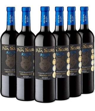 Pata Negra Crianza - Vino Tinto D.O Rioja, Edicion Fauna Ibérica - Caja de 6 Botellas x 750 ml por 29,40€.