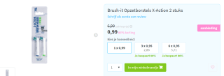 x-action brush-it opzetborstels (past op oral-b) voor €0,99 bij Plein