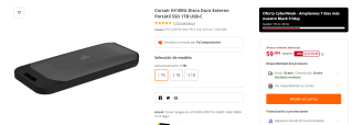 Disco duro Corsair EX100U Portátil SSD 1TB USB-C por 59€