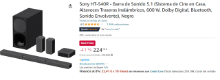 Barra de Sonido 5.1 600W Sony HT-S40R por 224.1€