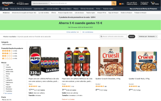 Ahorra 5€ cuando gastes 15€ con Pepsico en Amazon