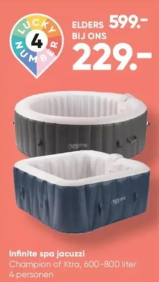 Infinity Opblaasbare Jacuzzi Spa Champion of Opblaasbare Jacuzzi Xtra 800 voor €200 bij Bigbazar
