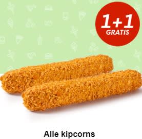 1+1 gratis op alle kipcorns bij Kwalitaria
