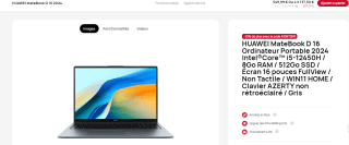 PC Portable 16" Huawei MateBook D16 2024 à 549,99€