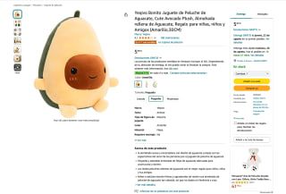 Peluche de Aguacate Cute Avocado Plush Amarillo 30cm por 5,99€