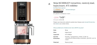 Ninja NC300EUCP IJsmachine koper voor €149,99 bij Amazon