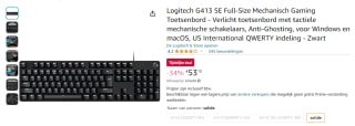 Logitech G413 SE (Qwerty US) voor €53,10