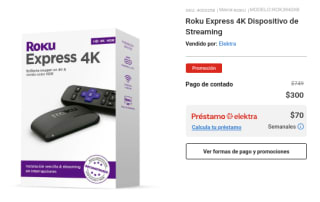 Roku Express 4K Streaming por $300 en Elektra