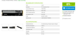 NM790 2TB (zonder heatsink) PS5 compatibel voor €89 bij Megekko