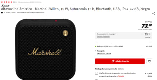 Altavoz inalámbrico Marshall Willen de 10W por 73,09€