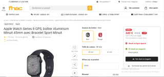 Montre Connectée Apple Watch Series 8 (GPS) à 349€