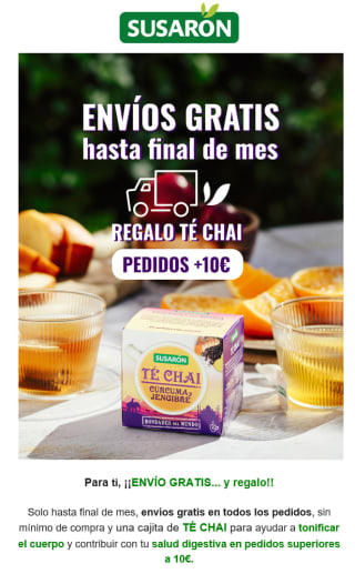 Envío gratis y regalo de té chai