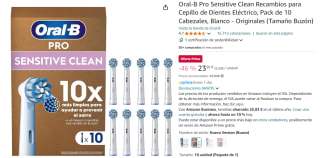 Oral-B Pro Sensitive Clean Recambios para Cepillo de Dientes Eléctrico, Pack de 10 Cabezales por 24.99€