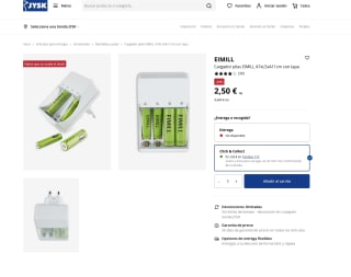 Cargador pilas EIMILL A7xL5xA11cm con tapa para AA y AAA por solo 2,50€