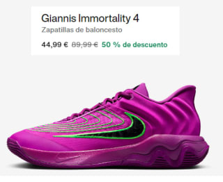 Zapatillas de Basket Nike Giannis Immortality 4 por 44.99€ en varios colores