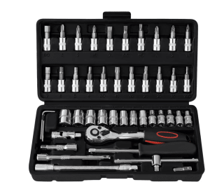 46 Piezas Cr-V SOSINYA llaves de vaso 72 dientes Llave Carraca 1/4" Maletin por 15,29€