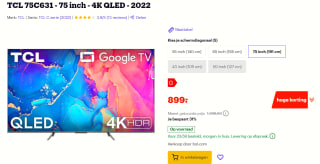TCL 75C631 - 75 inch - 4K QLED - voor €899 bij Bol.com