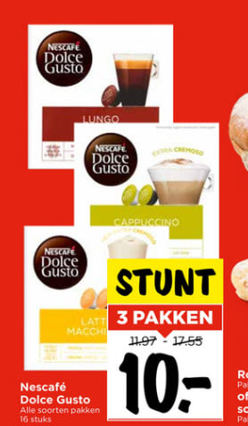 3 Dozen Dolce Gusto capsules voor €10 bij de Vomar