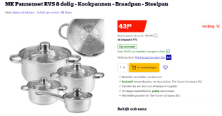 8-Delige MK Pannenset RVS voor €43,95 bij Bol.com