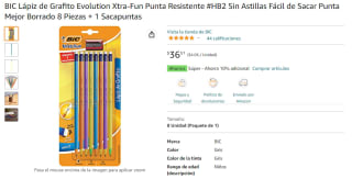 BIC Evolution Xtra-Fun de grafito: 8 lapices + 1 sacapuntas por $37