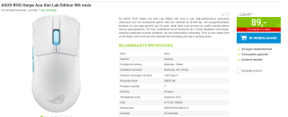 ASUS ROG Harpe Ace Aim Lab Edition Wit muis voor €89 bij Megekko.