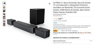 ULTIMEA 5.1 Barra de Sonido con Subwoofer y Altoparlanti, Soundbar con Bluetooth 320W por 99,99€