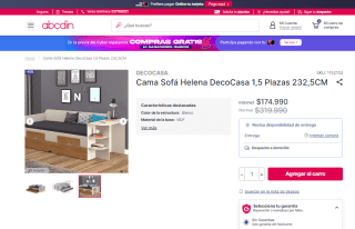 Cama Sofá Helena DecoCasa de 1,5 plazas por $174.990