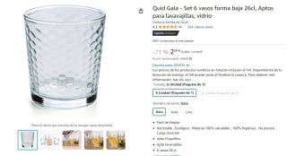 Quid Gala Set 6 vasos forma baja 26cl, Aptos para lavavajillas, vidrio por 2,88€