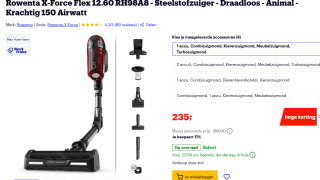 Rowenta X-Force Flex 12.60 RH98A8 Draadloze steelstofzuiger voor €135 na cashback bij Bol