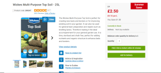 Multi-Purpose Top Soil 25L Bag - £2.50