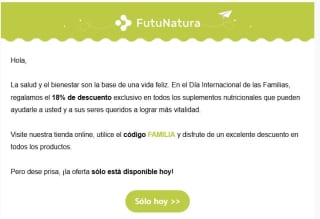 18% descuento en todos los complements nutricionales