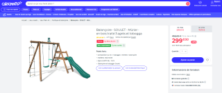 Balançoire - SOULET - Mûrier - en bois traité 3 agrès et toboggan à 299€
