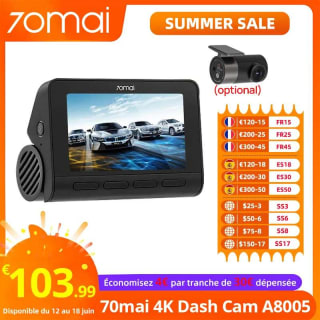 Cámara de salpicadero A800S 4K 140FOV con GPS incorporado por 112,99€