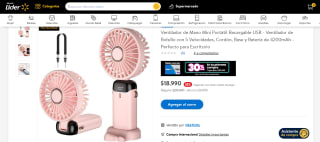 The New Black Veatool Ventilador de Mano Mini Portátil Recargable USB por $18.990