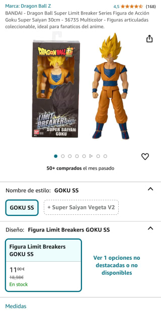 BANDAI Dragon Ball Super Limit Breaker Series Figura de Acción Goku Super Saiyan 30cm por solo 11€
