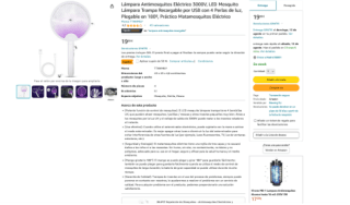 Lámpara Antimosquitos Eléctrico 3000V LED por 9,99€