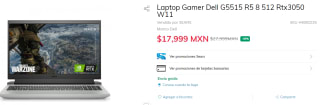 Laptop Gamer Dell G5515 R5 Rtx3050 por $17,999 en Sears