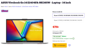 Asus vivobook Go 14 inch 16 gb / 512 gb voor €479 bij Bol.com