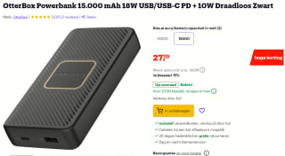 Otterbox Draadloze Powerbank Power Delivery 18W 15.000mAh voor €27,70 bij Bol.com