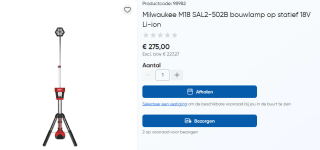 Milwaukee M18™ SAL2-502B LED Staande Lamp 18V voor €279 bij Toolstation