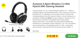 AceZone A-Spire Wireless - Draadloze Gaming Headset voor €219,99 bij Proshop