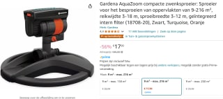 Gardena zwenksproeier AquaZoom voor €17,99 bij Amazon