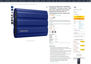 Samsung T7 SHIELD SSD 1TB hasta 1050 MB/s USB 3.2 Gen.2 por 66,99€