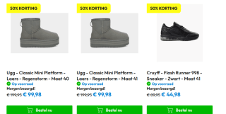 50% korting op merk schoenen van bv Dr. Martens, Uggs en meer bij Timco voordeelmarkt