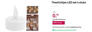 Theelichtjes LED set 4 stuks voor €0,99 bij Karwei