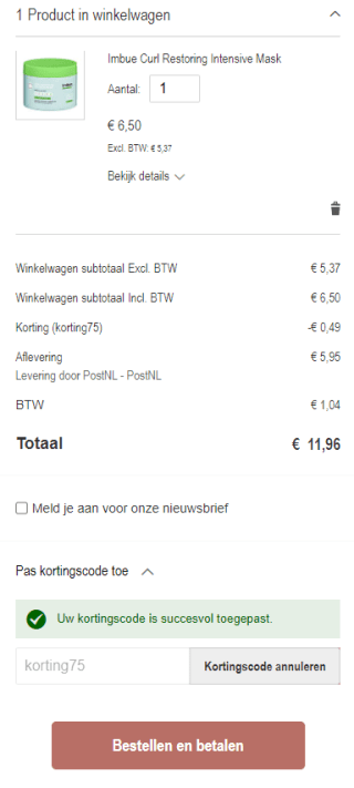 7,5% korting op alles bij Haarpro